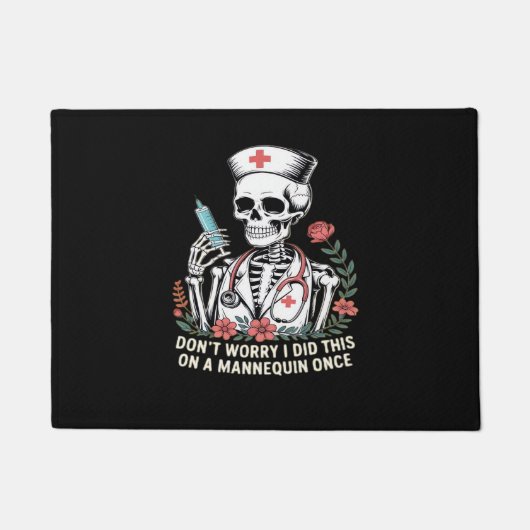 Nurse Skeleton Joke Humor Halloween Essential T-SH Deurmat (Voorkant)