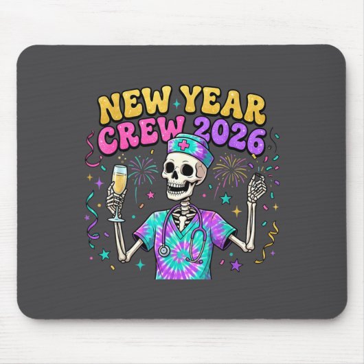 Nurse Skeleton New Year Crew 2026 Funny Er Icu Eve Muismat (Voorkant)
