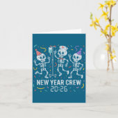Nurse Skeleton New Year Crew 2026 Funny Er Icu Par Kaart (Gele Bloem)