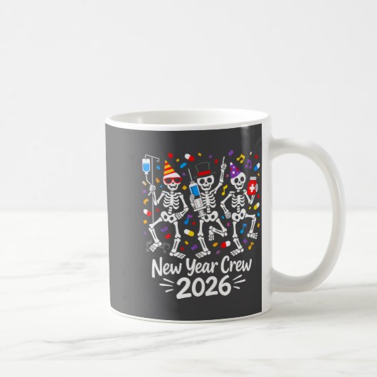 Nurse Skeleton New Year Crew 2026 Funny Er Icu Par Koffiemok (Rechts)