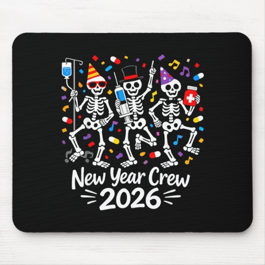 Nurse Skeleton New Year Crew 2026 Funny Er Icu Par Muismat (Voorkant)