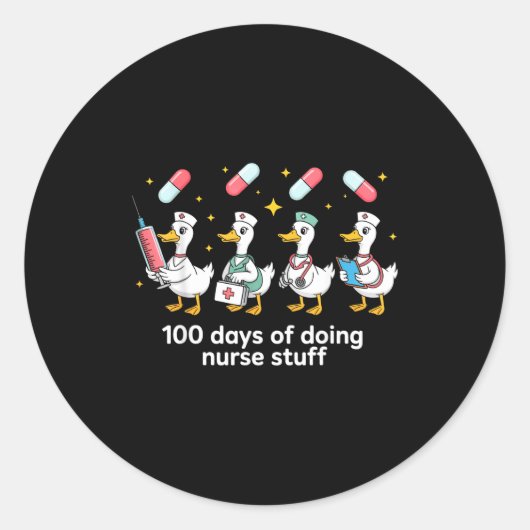 Nurse Skeleton New Year Crew 2026 Funny Er Icu Par Ronde Sticker (Voorkant)