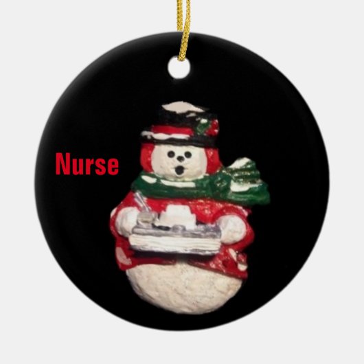 NURSE SNOWMAN COLLECTOR CHRISTMAS KERAMISCH ORNAMENT (Voorkant)