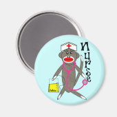 Nurse Sock Monkey-cadeautjes Magneet (Voorkant / Achterkant)