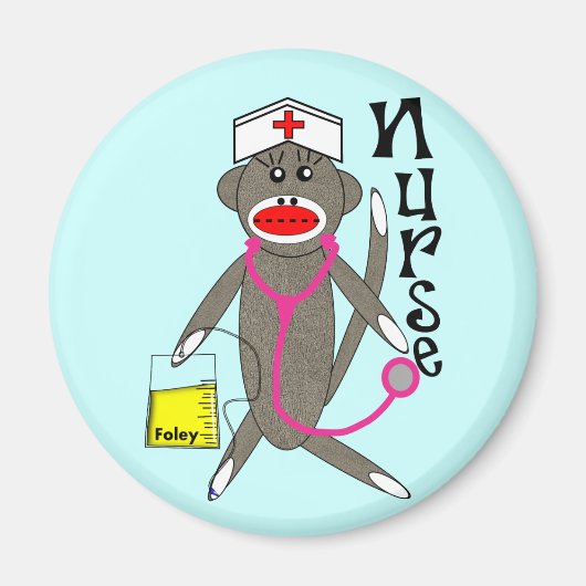 Nurse Sock Monkey-cadeautjes Magneet (Voorkant)