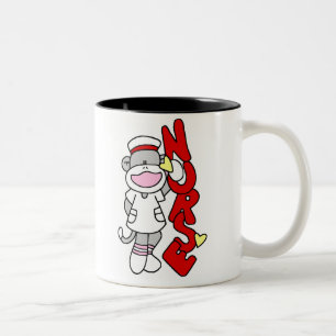 NURSE Sock Monkey-Mok Tweekleurige Koffiemok
