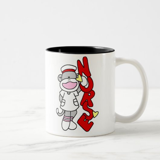 NURSE Sock Monkey-Mok Tweekleurige Koffiemok (Rechts)
