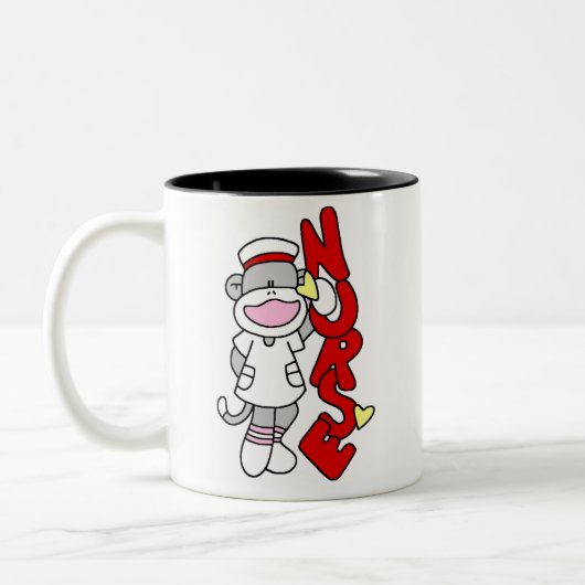 NURSE Sock Monkey-Mok Tweekleurige Koffiemok (Links)