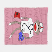 Nurse socket monkey Fleece Blanket roze (Voorkant (Horizontaal))