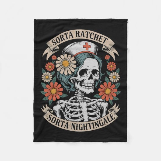 Nurse Sorta Ratchet Sorta Nightingale Skeleton Hal Fleece Deken (Voorkant)