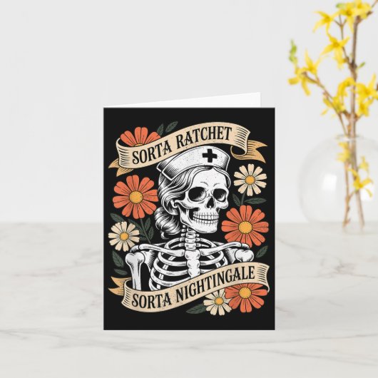 Nurse Sorta Ratchet Sorta Nightingale Skeleton Hal Kaart (Gele Bloem)