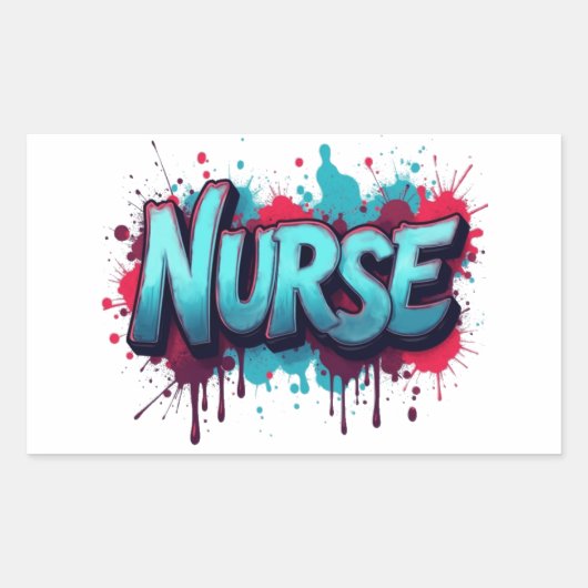 Nurse Splash-typografie Rechthoekige Sticker (Voorkant)