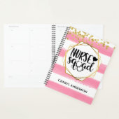 Nurse squad DIY-naam roze witte glitterstrepen Planner (Display)