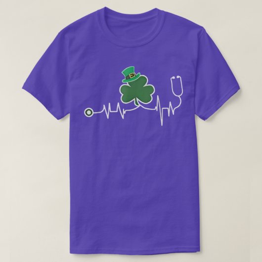 Nurse St Patricks Day EKG Shamrock Heart Beat Luck T-shirt (Design voorkant)