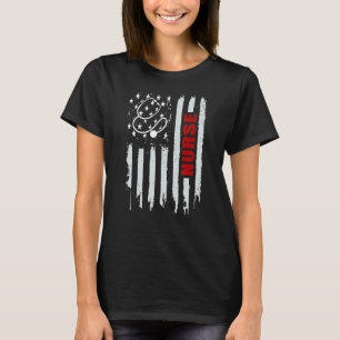 Nurse Stethoscoop Amerikaanse vlag Patriottische v T-shirt