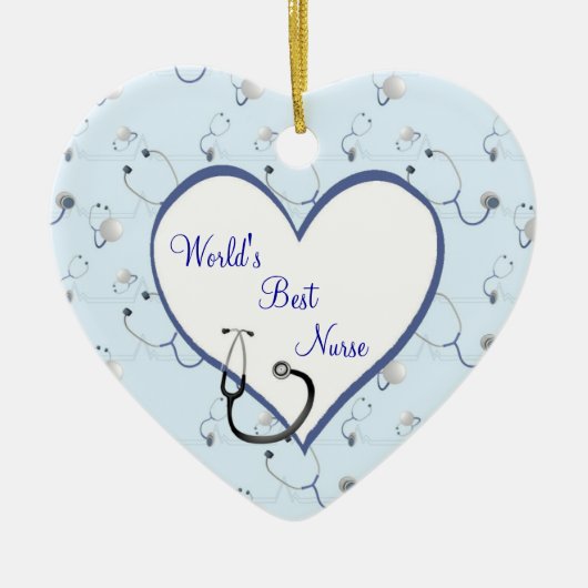 Nurse Stethoscoop kerst hartversiering Keramisch Ornament (Voorkant)