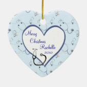 Nurse Stethoscoop kerst hartversiering Keramisch Ornament (Achterkant)