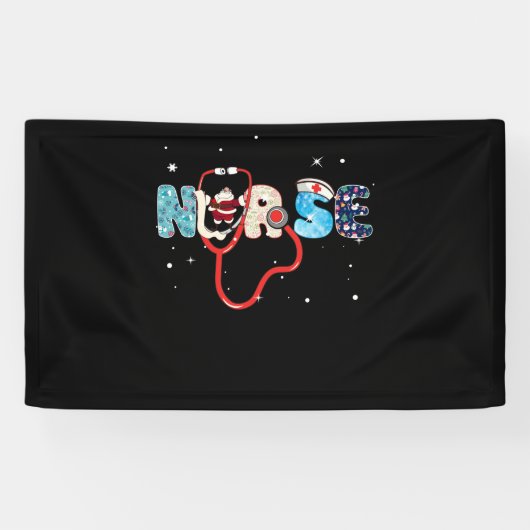 Nurse Stethoscoop-kerstboomversiering Spandoek (Horizontaal)