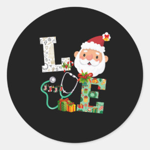 Nurse Stethoscoop-kerstversieringsdecor-cadeautje Ronde Sticker