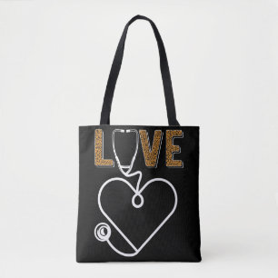 Nurse Stethoscoop-luipaard Tote Bag