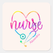 Nurse Stethoscoop Vierkante Sticker (Voorkant)
