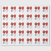 Nurse Stethoscope Christmas Bow Coquette Girly Cadeaupapier (Vlak)