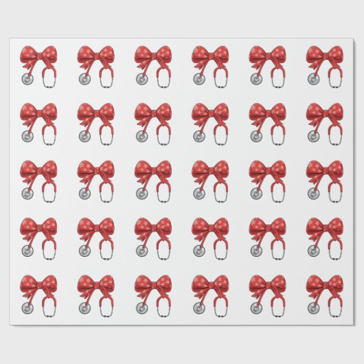 Nurse Stethoscope Christmas Bow Coquette Girly Cadeaupapier (Vlak)