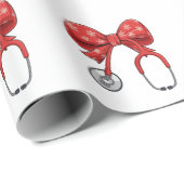 Nurse Stethoscope Christmas Bow Coquette Girly Cadeaupapier (Rol Hoek)
