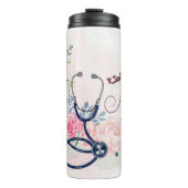 Nurse Stethoscope Floral Appreciation Design Thermosbeker (Voorkant)