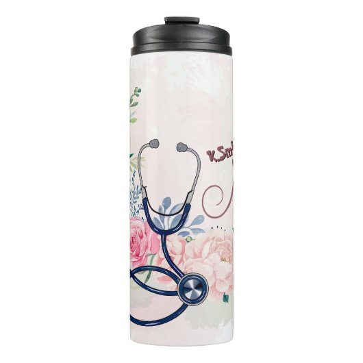 Nurse Stethoscope Floral Appreciation Design Thermosbeker (Voorkant)