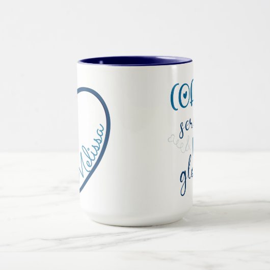 Nurse Stethoscope Heart Blue Coffee Fun Mok (Midden)