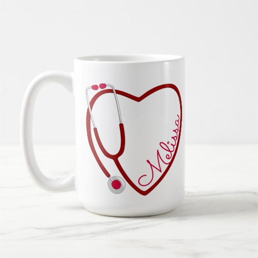 Nurse Stethoscope Heart Red Coffee Fun Koffiemok (Links)