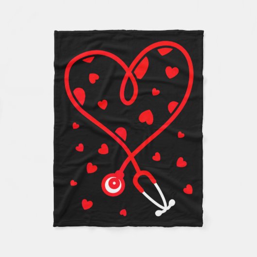 Nurse Stethoscope Heart Valentine's Day Nursing Fleece Deken (Voorkant)