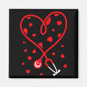 Nurse Stethoscope Heart Valentine's Day Nursing  Magneet (Voorkant)