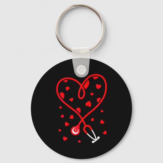 Nurse Stethoscope Heart Valentine's Day Nursing  Sleutelhanger (Voorkant)