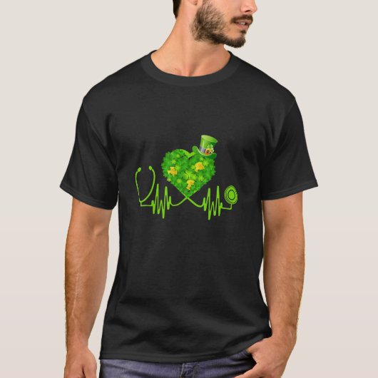 Nurse Stethoscope Heartbeat Irish T-shirt (Voorkant)