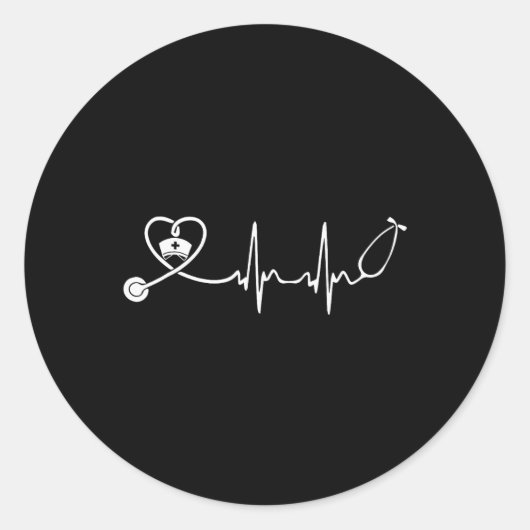 Nurse Stethoscope Heartbeat Nurse Week 2025 Ronde Sticker (Voorkant)
