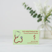Nurse Stethoscope Scrubs Green Visitekaartje (Staand voorkant)
