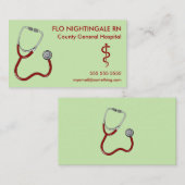 Nurse Stethoscope Scrubs Green Visitekaartje (Voorkant / Achterkant)