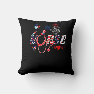 Nurse Stethoscope Usa American Flag Happy 4th Of J Kussen