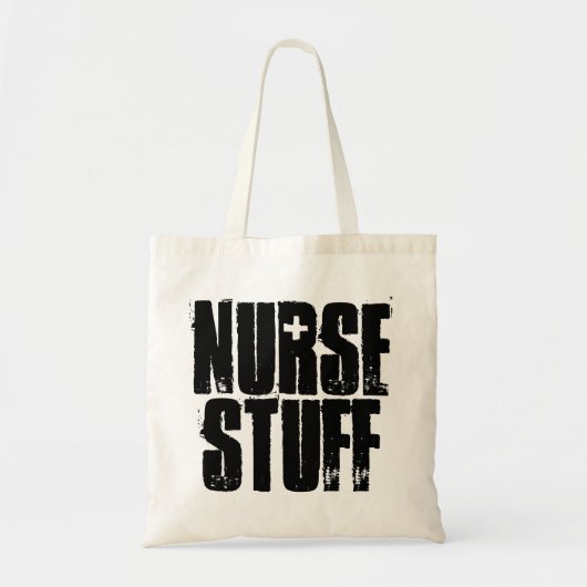 Nurse Stuff Black Typography Tote Bag (Voorkant)