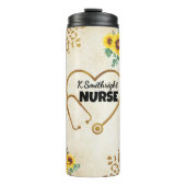 Nurse Sunflower Leopard Print Heart Thermosbeker (Voorkant)