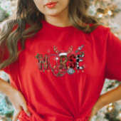 NURSE T-shirt met rendieren en kerstverlichting