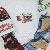 NURSE T-shirt met rendieren en kerstverlichting