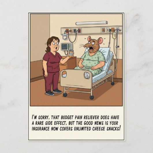 Nurse Talking To Patient With Rat Head Get Well Briefkaart (Voorkant)