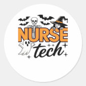 Nurse Tech - Halloween - met skelet, heks, en Ronde Sticker (Voorkant)