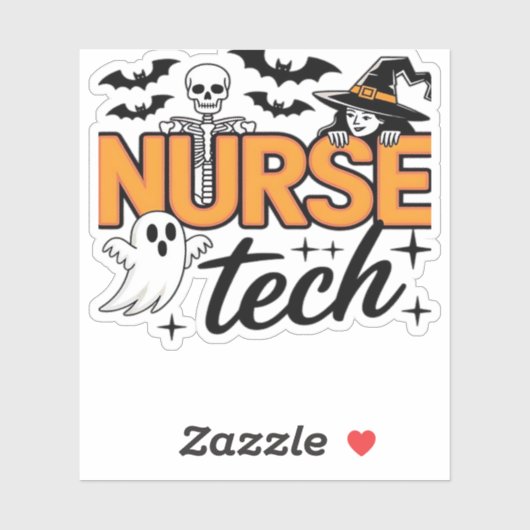 Nurse Tech - Halloween - met skelet, heks, en Sticker (Vel)