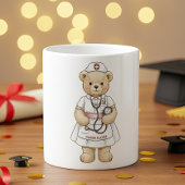 Nurse Teddy Bear Mug – Custom Name Gift for Nurses Koffiemok