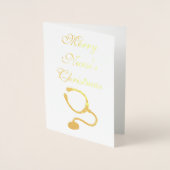 Nurse thema stethoscoop Kerstmis Folie Kaarten (Voorkant)