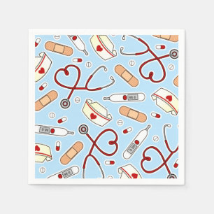 Nurse Theme Napkins Blauw Servet